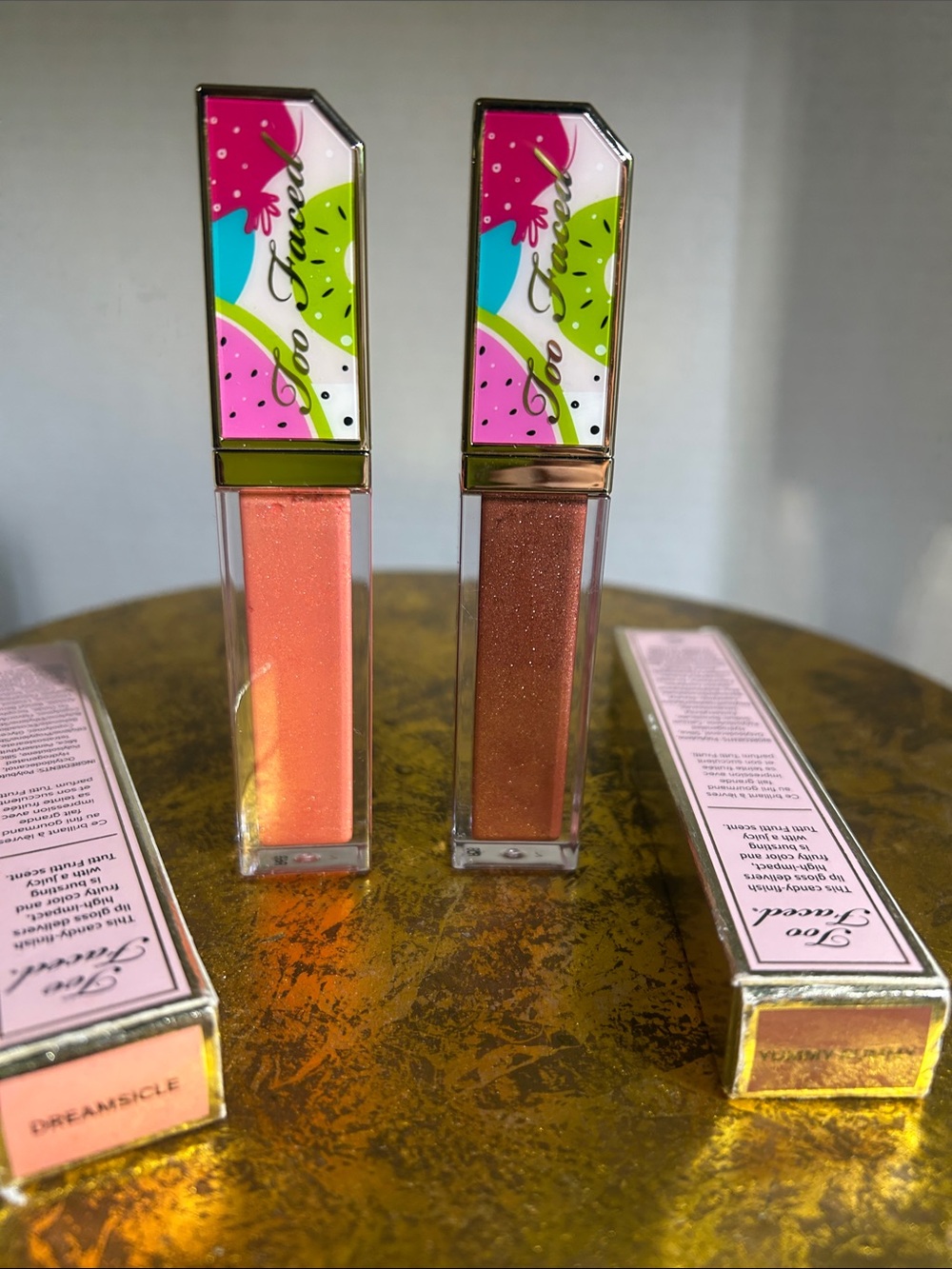 Too Faced Lip Gloss Duo — Dreamsicle & Yummy Rummy